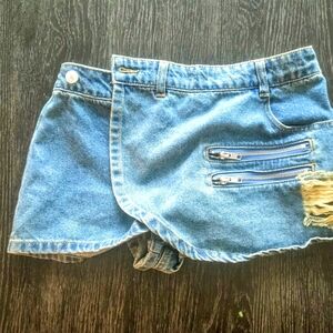 Forever 21 Light Blue Jean Shorts with Zipper Accents
